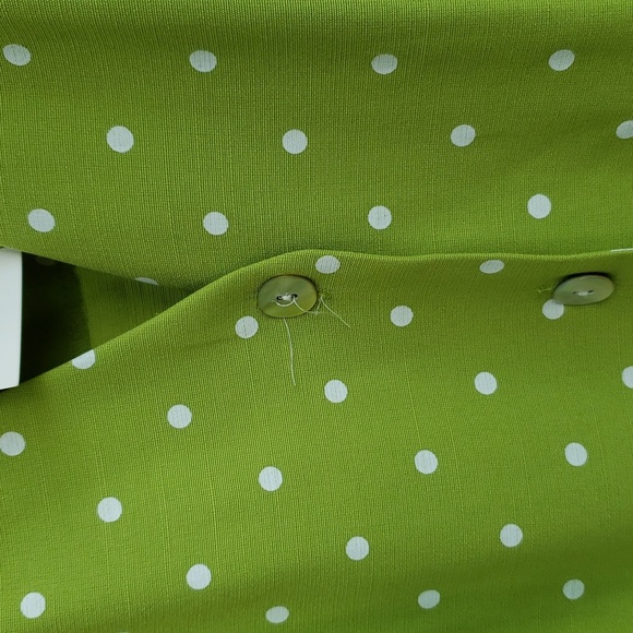 BNWT COLDWATER CREEK Zesty Green Polka Dot Button Front Belted Fit & Flare (10) - Picture 10 of 11